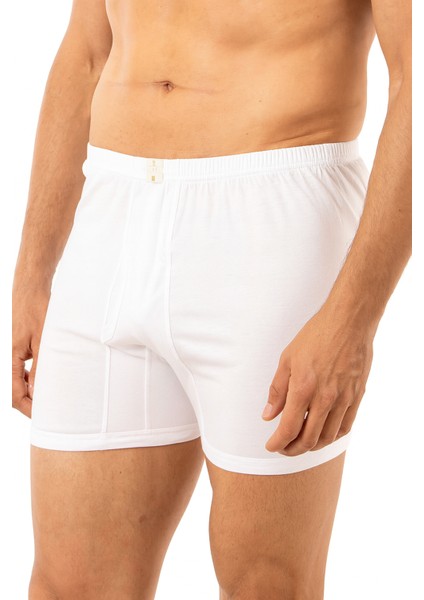 Erkek Pamuklu Penye Paçalı Boxer 3'lü Paket – Rahat & Dayanıklı | Beyaz K0043 modelleri