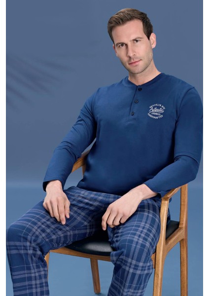 Erkek Penye Süprem Genç Önü Patlı Pijama Takımı | Lacivert 2155