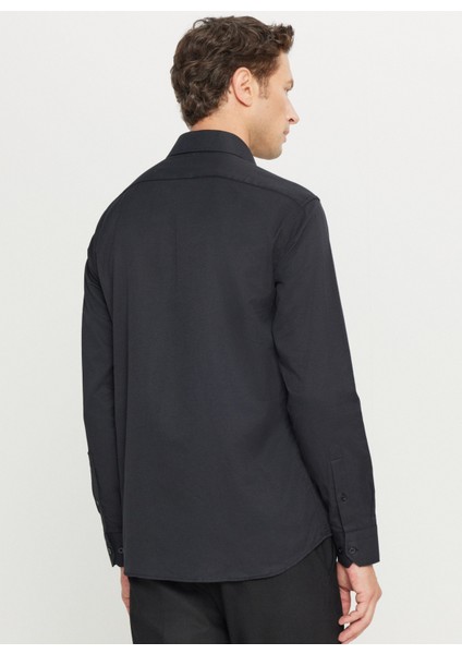 Slim Fit Klasik Yaka Siyah Erkek Gömlek ACE020261535_SYH indirimleri