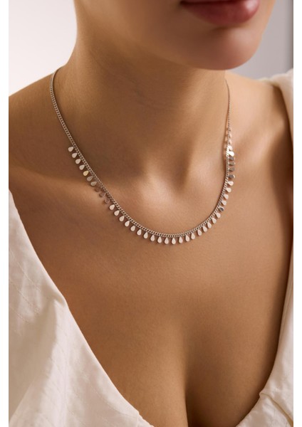 925 Ayar Gümüş Rodyum Kaplama Gurmet Zincirli Minimal Damla Model Kolye indirimleri