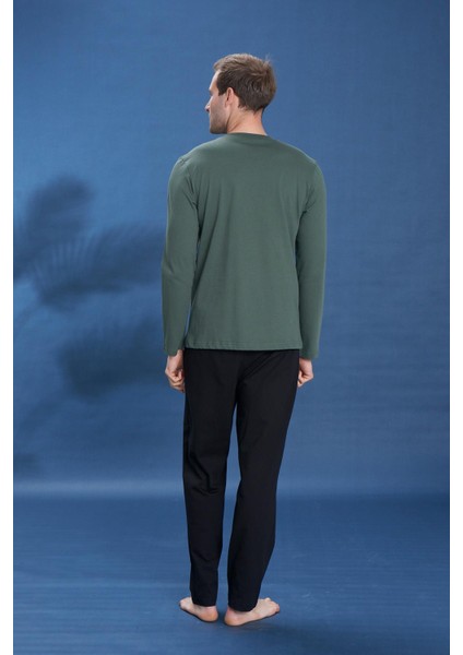 Erkek Penye Süprem Genç Önü Patlı Pijama Takımı | Haki 2119 modelleri