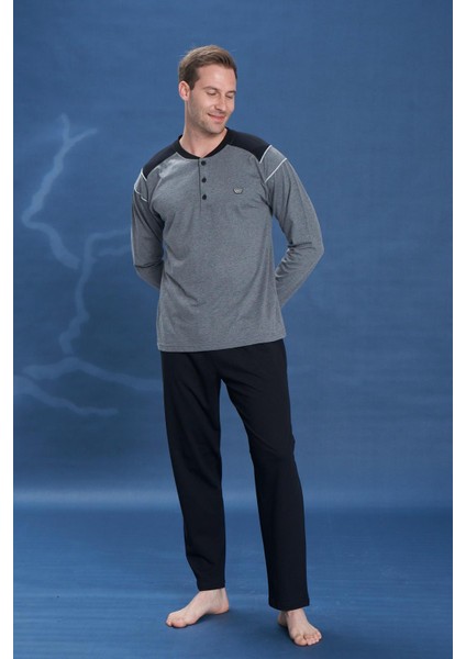 Erkek Penye Süprem Genç Önü Patlı Pijama Takımı | Antrasit 2130