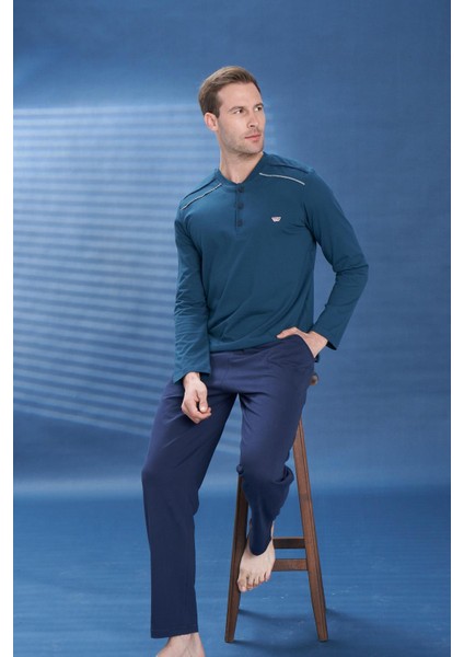 Erkek Penye Süprem Battal Önü Patlı Pijama Takımı | Petrol Yeşili 2112 fiyatları