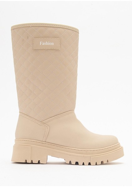 Kaydırmaz Kapitoneli Kadın Çizme Krem Zümrüt fiyatları