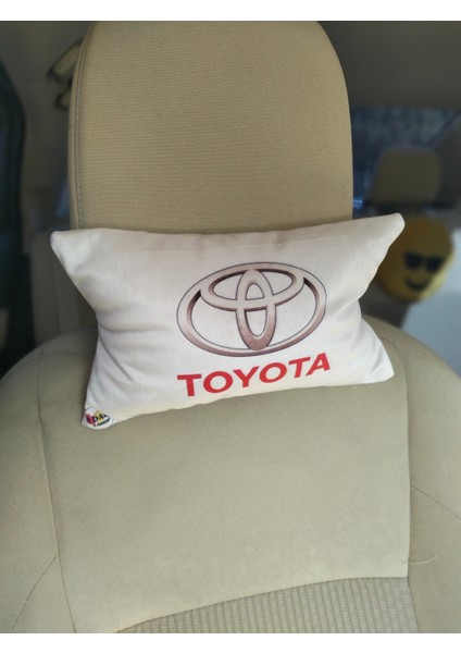 Toyota Logo Baskılı Tüm Modellere Uyumlu Araç Boyun Yastığı, Baby Face Kumaş