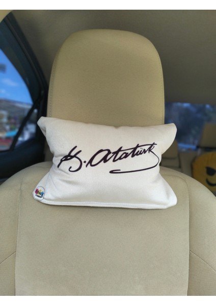 Atatürk Imzası Araç Boyun Yastığı, Baby Face Kumaş