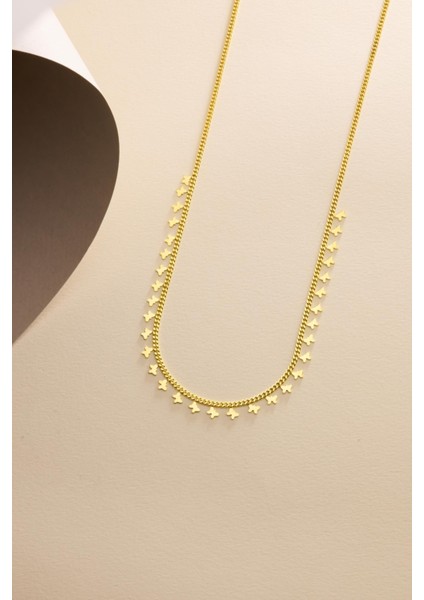 925 Ayar Gümüş Gold Kaplama Gurmet Zircirli Minimal Kelebek Model Kolye indirimleri