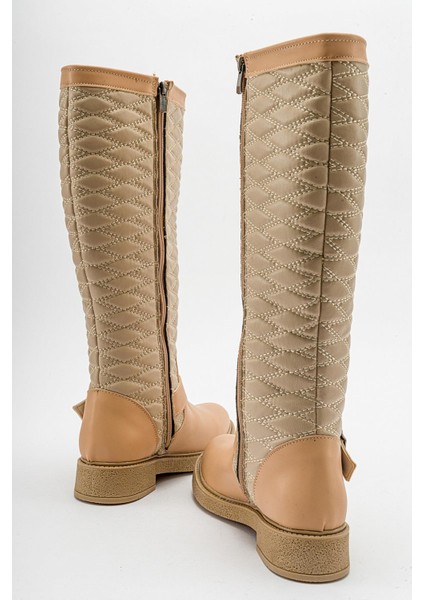 Kaydırmaz Tokalı Kadın Çizme Nude Bej fırsatları