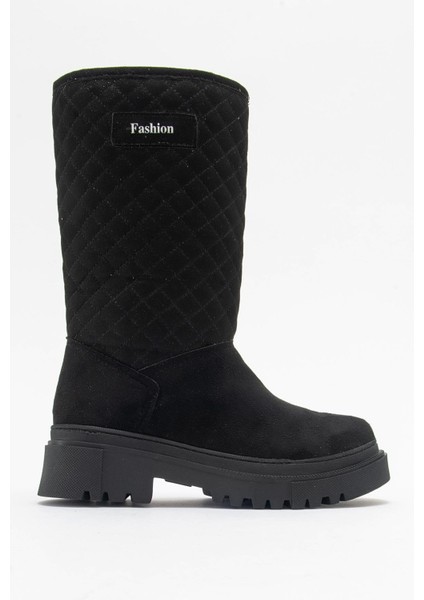 Kaydırmaz Kapitoneli Kadın Çizme Siyah Süet fiyatları