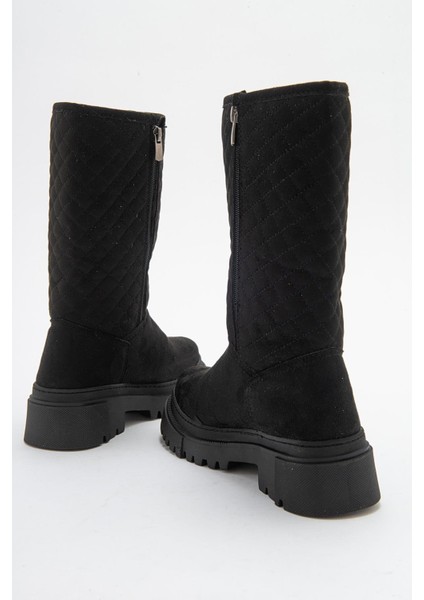 Kaydırmaz Kapitoneli Kadın Çizme Siyah Süet fırsatları