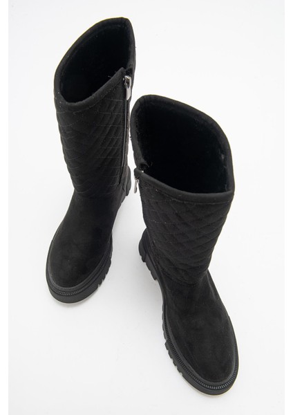 Kaydırmaz Kapitoneli Kadın Çizme Siyah Süet indirimleri