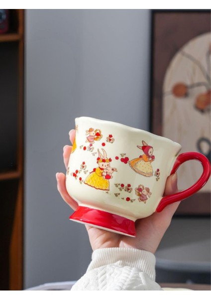 Sevimli Tavşan Karikatür Desenli Seramik Kupa 1982