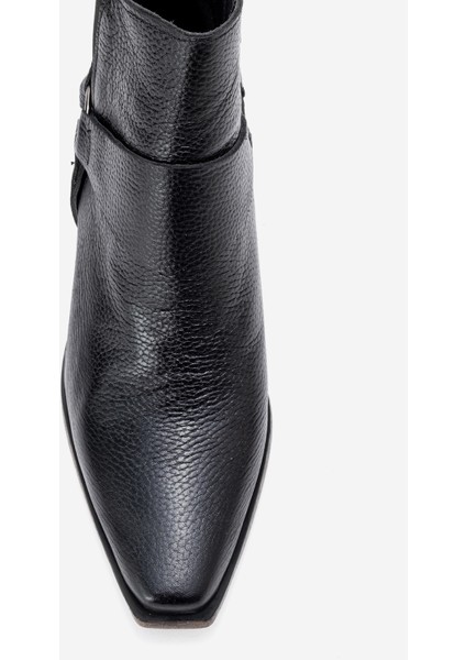 Kadın Sivri Burun Western Kısa Topuklu Bilek Bot Gerçek Deri Zy 1563 Siyah fiyatları