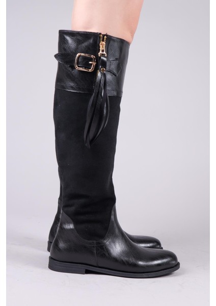 Edıe Cilt Süet Garnili Çizme Siyah fırsatları