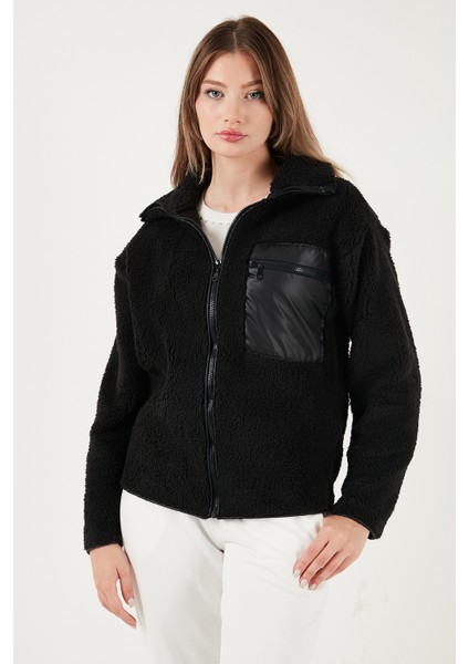 Regular Fit Klasik Yaka Göğüs Cep Detaylı Peluş Hırka Polar Bayan Polar 5866437 modelleri