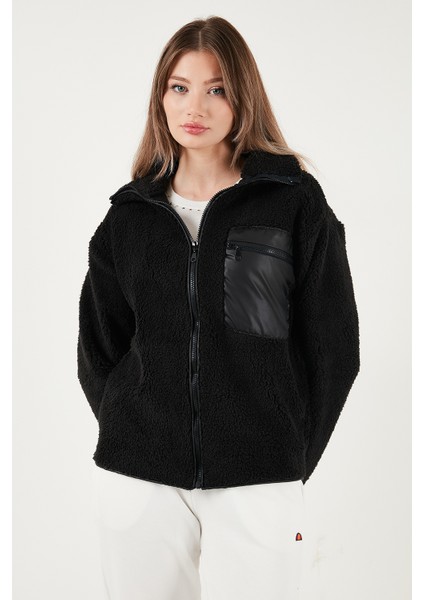 Regular Fit Klasik Yaka Göğüs Cep Detaylı Peluş Hırka Polar Bayan Polar 5866437 indirimleri