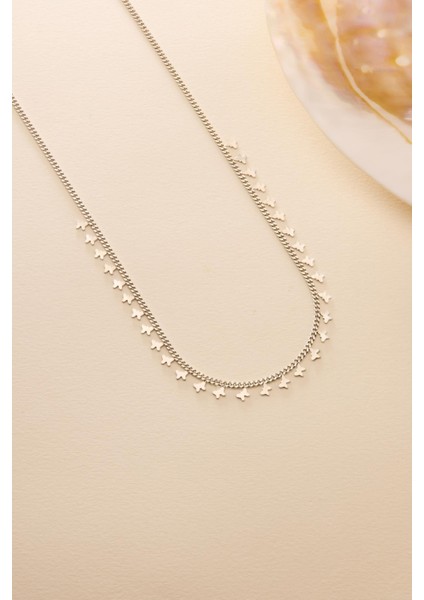 925 Ayar Gümüş Rodyum Kaplama Gurmet Zircirli Minimal Kelebek Model Kolye fiyatları