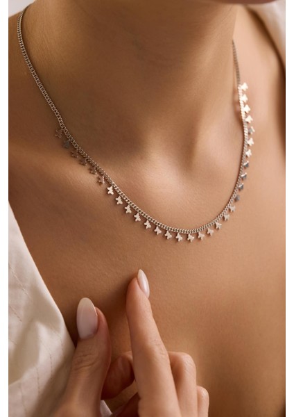 925 Ayar Gümüş Rodyum Kaplama Gurmet Zircirli Minimal Kelebek Model Kolye modelleri