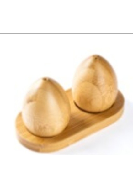Bambu Standlı Egg Tuzluk Biberlik Seti