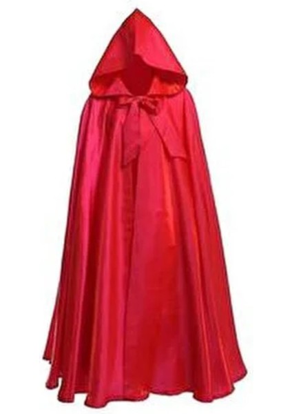 Kırmızı Şeytan Pelerini Kapşonlu 120 cm Halloween Kostüm Aksesuarı fiyatları