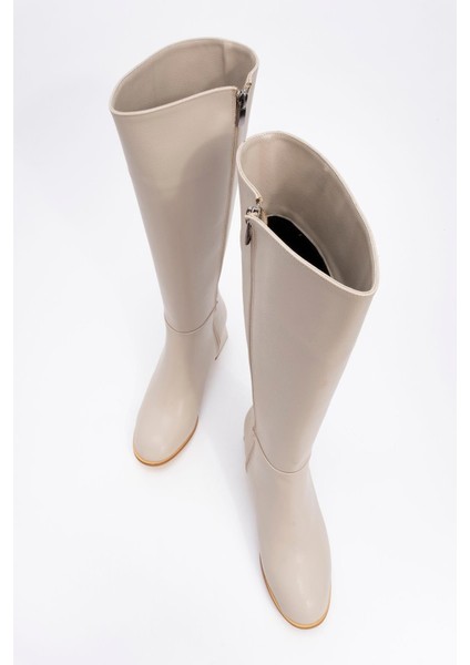 Ökçeli Kadın Çizme Bej Cilt indirimleri
