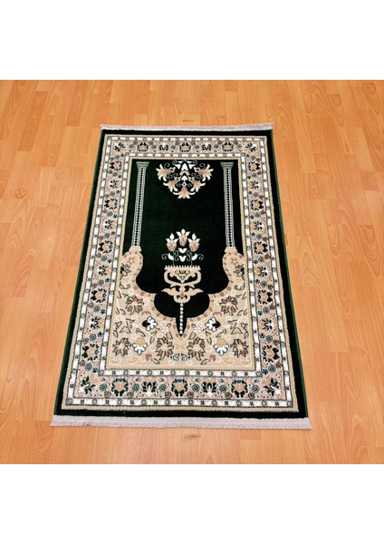 Geleneksel Motifli Yünlü Seccade Koyu Yeşil modelleri