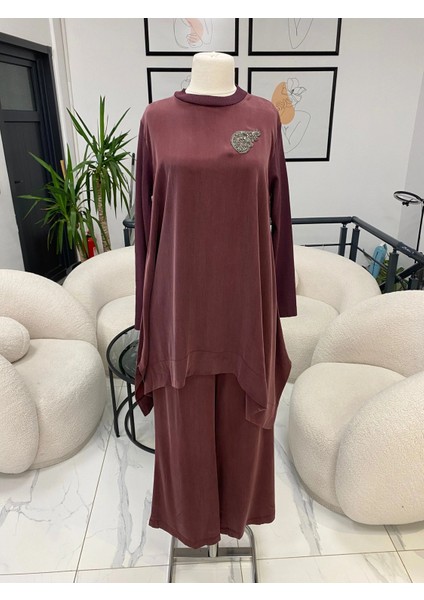 Kol Detaylı Bordo Takım