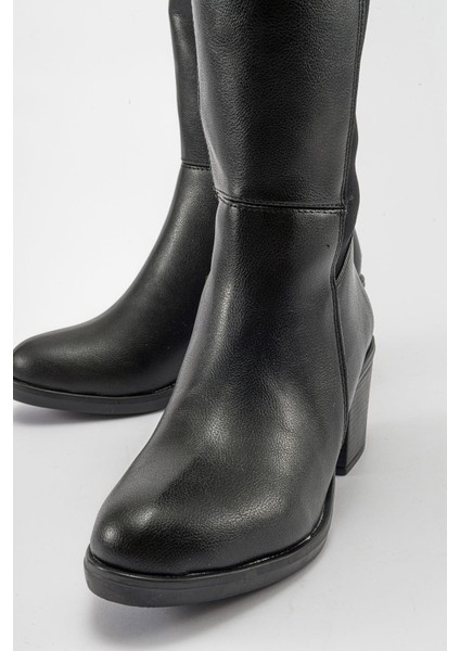 Kaydırmaz Kadın Ökçeli Çizme Siyah Cilt modelleri