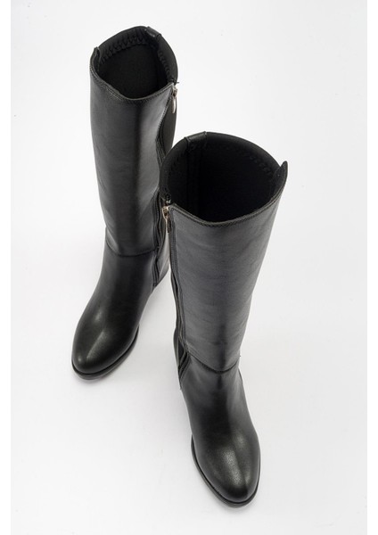 Kaydırmaz Kadın Ökçeli Çizme Siyah Cilt indirimleri