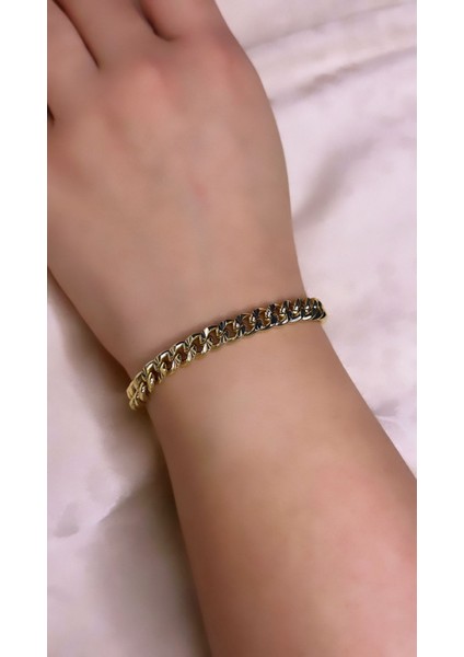 14 Ayar Altın Kaplama Renginde Ayarlanabilir Sık Zincir Ince Model Bileklik