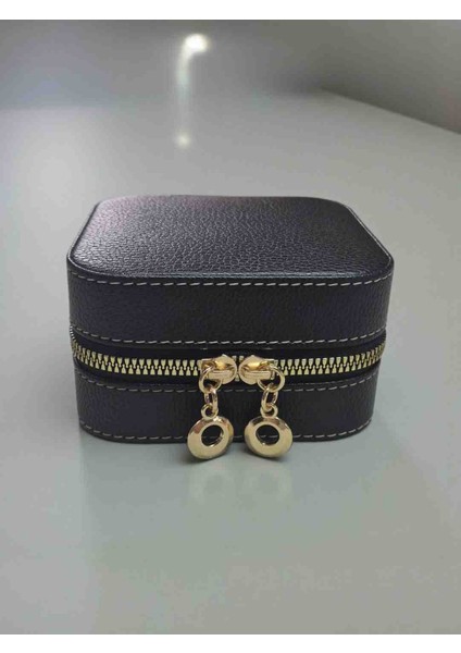 Şık Ahşap Deri Kaplama Saat Kutusu | 11×11×5 cm | Fermuarlı Takı & Saat Saklama Kutusu fiyatları