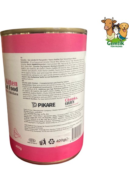 Tavuk Etli Gravy Yavru Kedi Konserve Mama 400 Gr. fiyatları