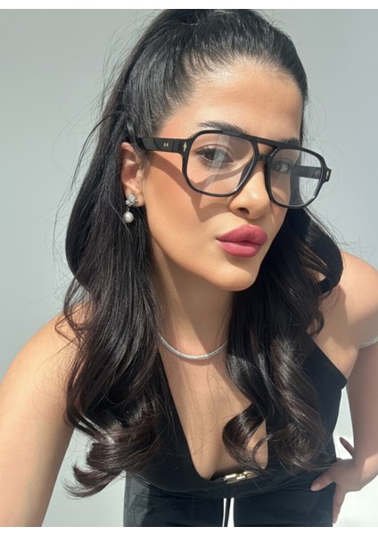 Clever Siyah Çift Köprülü Mavi Işık Korumalı Ekran Gözlüğü 55 Ekartman Camı Değişir