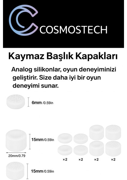 8’li Oyun Kolu Analog Silikon Koruyucu Beyaz – Ps5 / Ps4 / Xbox / Switch Pro Uyumlu fiyatları