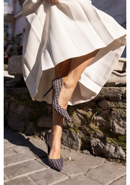 Brice Kadin Siyah Desenli Stiletto