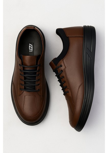 GR0406 Hakiki Deri Akıllı Bağcık Bilekten Streçli Yüksek Taban Ortopedik Koyu Kahve Erkek Ayakkabı fırsatları