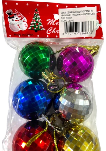 Yılbaşı Süsleri 6 Lı Set Renkli Parlak Toplar 3,5 cm Ağaç Süsü fiyatları