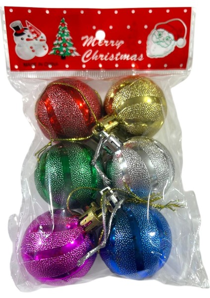 Yılbaşı Süsleri 6 Lı Set Renkli Parlak Toplar 3,5 cm Ağaç Süsü modelleri