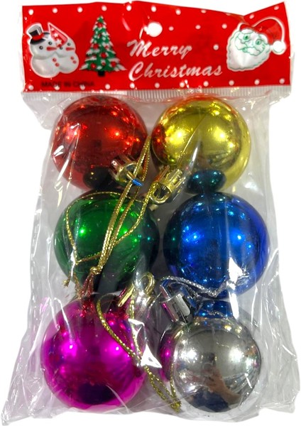 Yılbaşı Süsleri 6 Lı Set Renkli Parlak Toplar 3,5 cm Ağaç Süsü fırsatları