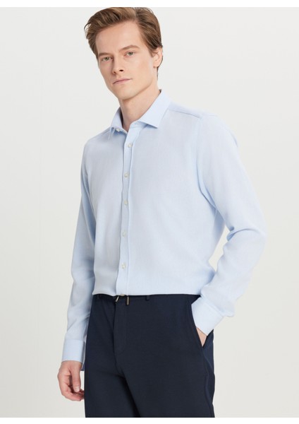 Tailored Fit Klasik Yaka Açık Mavi Erkek Gömlek ACE020261603_AMV