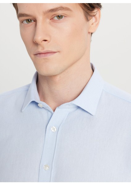 Tailored Fit Klasik Yaka Açık Mavi Erkek Gömlek ACE020261603_AMV fırsatları