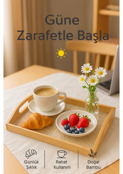 Orta Boy Bambu Dikdörtgen Servis Tepsisi 25×37 cm