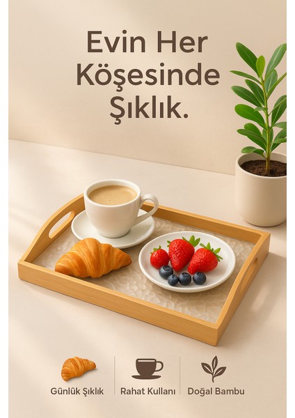 Orta Boy Bambu Dikdörtgen Servis Tepsisi 25×37 cm modelleri
