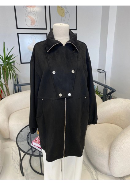 Nuss Kısa Süet Kap Siyah