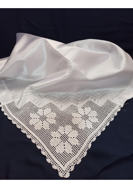 Tek Köşeli El Işi Iğne Oyası Bohça 100 *100 cm Boyutunda - Tekli 3 Papatya Modeli fiyatları