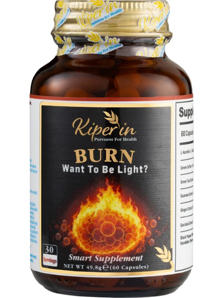 Burn | Yağ Yakıcı | L-Karnitin, Yeşil Çay, Guarana, Zencefil, Garsiniya, Kafein | 60 Kapsül