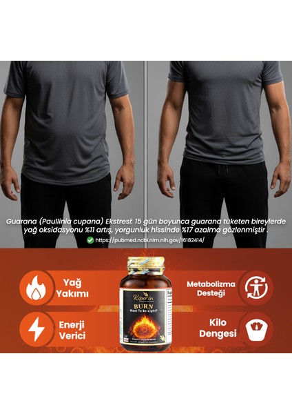 Burn | Yağ Yakıcı | L-Karnitin, Yeşil Çay, Guarana, Zencefil, Garsiniya, Kafein | 60 Kapsül fırsatları