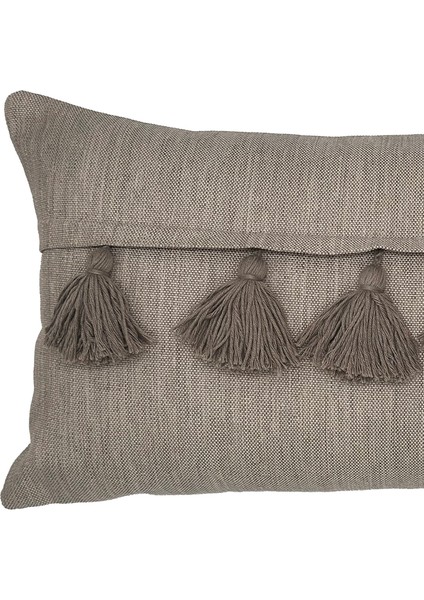 Bohem Hustler - Soğuk Vizon Keten Dokulu Püskül Detaylı Dikdörtgen Kırlent Kılıfı 60X35CM fiyatları