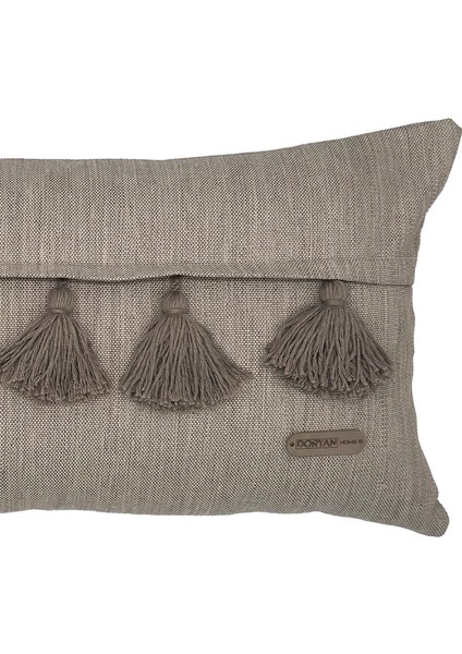 Bohem Hustler - Soğuk Vizon Keten Dokulu Püskül Detaylı Dikdörtgen Kırlent Kılıfı 60X35CM modelleri
