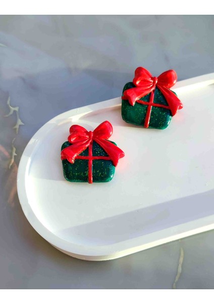 El Yapımı Christmas Gift Box Yılbaşı Yeşil Kutu Küpe - Şık, Hediyelik, Yılbaşı, Yeniyıl fiyatları